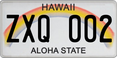 HI license plate ZXQ002