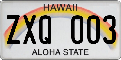 HI license plate ZXQ003