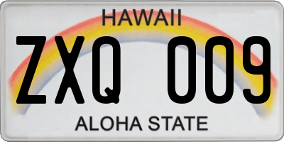 HI license plate ZXQ009