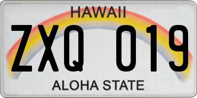 HI license plate ZXQ019