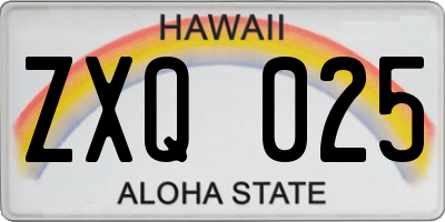 HI license plate ZXQ025