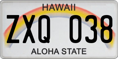 HI license plate ZXQ038
