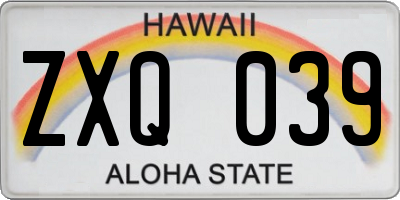 HI license plate ZXQ039