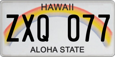 HI license plate ZXQ077