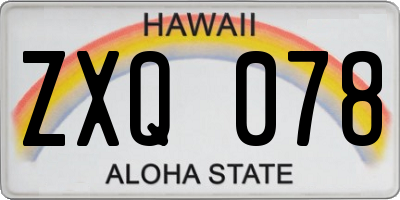 HI license plate ZXQ078