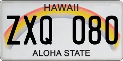 HI license plate ZXQ080
