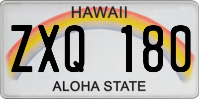HI license plate ZXQ180