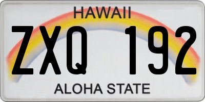 HI license plate ZXQ192