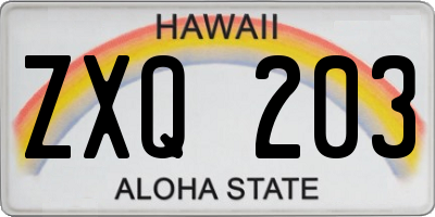 HI license plate ZXQ203