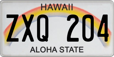 HI license plate ZXQ204