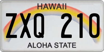 HI license plate ZXQ210