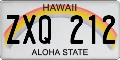 HI license plate ZXQ212