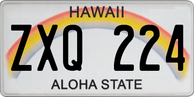 HI license plate ZXQ224