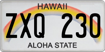HI license plate ZXQ230