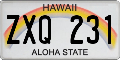 HI license plate ZXQ231