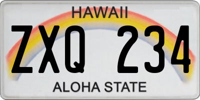 HI license plate ZXQ234