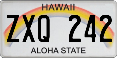 HI license plate ZXQ242