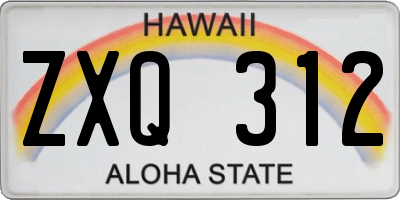 HI license plate ZXQ312