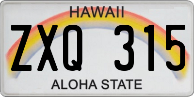 HI license plate ZXQ315
