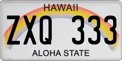 HI license plate ZXQ333