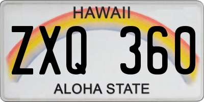 HI license plate ZXQ360