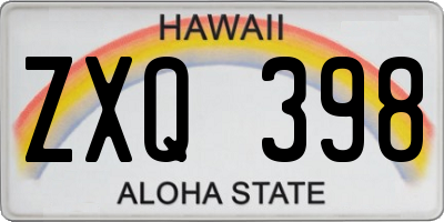 HI license plate ZXQ398