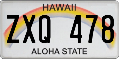 HI license plate ZXQ478