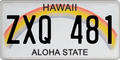 HI license plate ZXQ481