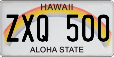 HI license plate ZXQ500