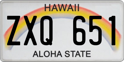 HI license plate ZXQ651