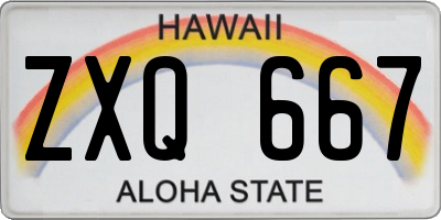 HI license plate ZXQ667