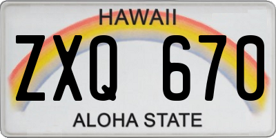HI license plate ZXQ670