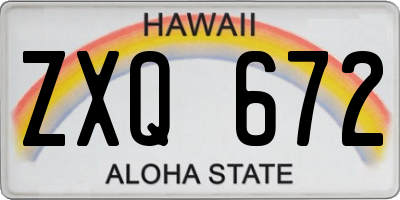 HI license plate ZXQ672