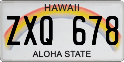 HI license plate ZXQ678