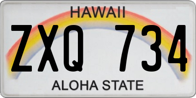 HI license plate ZXQ734