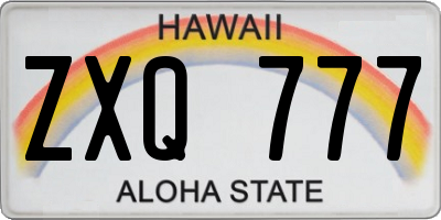 HI license plate ZXQ777