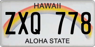 HI license plate ZXQ778