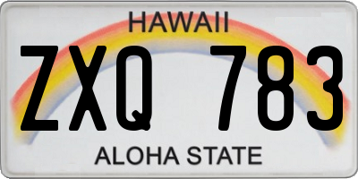 HI license plate ZXQ783