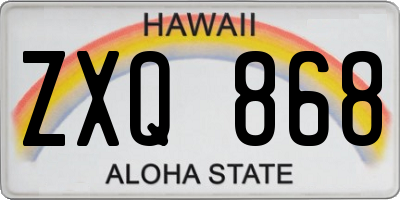 HI license plate ZXQ868