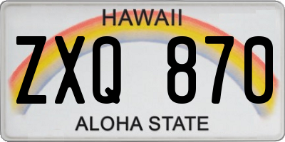 HI license plate ZXQ870