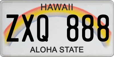 HI license plate ZXQ888
