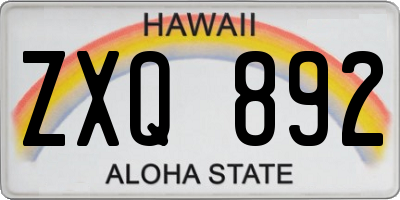 HI license plate ZXQ892