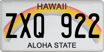 HI license plate ZXQ922
