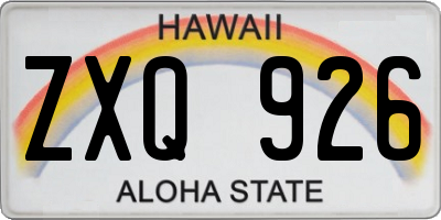 HI license plate ZXQ926