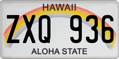 HI license plate ZXQ936