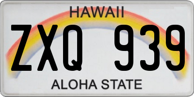 HI license plate ZXQ939