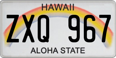 HI license plate ZXQ967