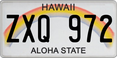 HI license plate ZXQ972