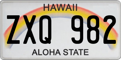 HI license plate ZXQ982