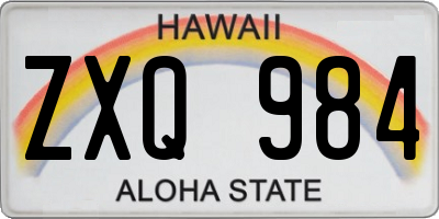 HI license plate ZXQ984